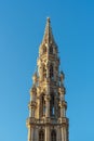 Tower Of The Beautiful Medieval City Hall Building In Brussels Royalty Free Stock Photo