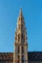 Tower Of The Beautiful Medieval City Hall Building In Brussels Royalty Free Stock Photo