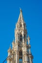 Tower Of The Beautiful Medieval City Hall Building In Brussels Royalty Free Stock Photo
