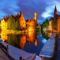 Tower Belfort from Rozenhoedkaai in Bruges Royalty Free Stock Photo