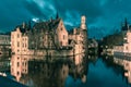 Tower Belfort from Rozenhoedkaai in Bruges Royalty Free Stock Photo
