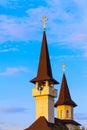 Tower with belfry and spire Royalty Free Stock Photo