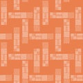 Tower blocks of hand drawn doodle squares in spacious abstract design. Seamless vector pattern on orange background