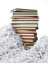 Tower books on strips paper Royalty Free Stock Photo