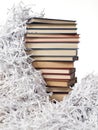 Tower books on strips paper Royalty Free Stock Photo