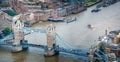 Tower Bridge aerial panoramic view, London - UK Royalty Free Stock Photo