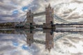 Tower Bridge against sunset in London, England, UK Royalty Free Stock Photo