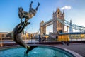 Tower Bridge by river thames in London, UK Royalty Free Stock Photo