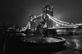 Tower Bridge in black and white, London, UK Royalty Free Stock Photo
