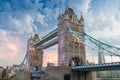 The Tower Bridge at dusk as seen from St. Katharine Docks - Lond Royalty Free Stock Photo