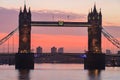 Tower Bridge at dusk in London Royalty Free Stock Photo