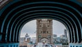 Tower Bridge is a Grade I listed combined bascule and suspension bridge in London, Royalty Free Stock Photo