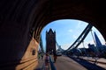 Tower Bridge is a Grade I listed combined bascule and suspension bridge