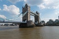 Tower Bridge with British and Rainbow flags