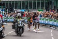 TOWER BRIDGE, LONDON, ENGLAND - 03 October 2021: Mens Elite runners taking part in the Virgin Money London Marathon 2021