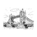 Tower Bridge. London, England, UK. Graphic sketch