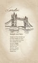 Tower Bridge, London, England, UK. Old-fashioned background Royalty Free Stock Photo