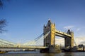 Tower Bridge in London, evening light and blue sky Royalty Free Stock Photo