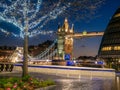 Tower Bridge of London illuminated at night Royalty Free Stock Photo