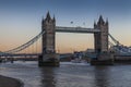 Tower Bridge in London at night or sunset Royalty Free Stock Photo