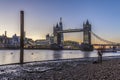 Tower Bridge in London at night or sunset Royalty Free Stock Photo