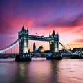 Tower Bridge London over River Stunning Scenic Landscape Royalty Free Stock Photo