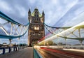 Tower Bridge in London with passing by red bus Royalty Free Stock Photo