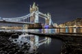 The Tower Bridge of London seen from the river Thames bank Royalty Free Stock Photo