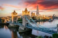 The Tower Bridge of London and the skyline along the Thames river, United Kingdom