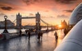 The Tower Bridge in London during sunrise Royalty Free Stock Photo