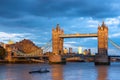 Tower Bridge in London at sunset. Royalty Free Stock Photo