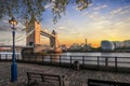 The Tower Bridge in London during sunset time Royalty Free Stock Photo