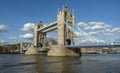 Tower bridge in London. The Tower Bridge is a suspension bridge with a total length of 244 metres. London. UK