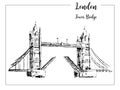 Tower Bridge. London symbol. Beautiful hand drawn vector sketch illustration. Royalty Free Stock Photo