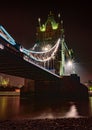 Tower Bridge London, Taken at Night from South Bank of the River Thames Royalty Free Stock Photo