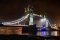 Tower Bridge London, Taken at Night from the South Bank of the Thames Royalty Free Stock Photo