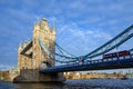 Tower Bridge in London, UK. Tower Bridge crosses the River Thames and is one of the most famous tourist sights in London Royalty Free Stock Photo