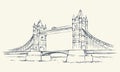 Tower bridge, London, UK. Hand drawn vector illustration Royalty Free Stock Photo