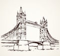 Tower bridge, London, UK. Hand drawn vector illustration Royalty Free Stock Photo