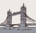 Tower bridge, London, UK. Hand drawn vector illustration Royalty Free Stock Photo
