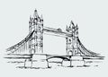 Tower bridge, London, UK. Hand drawn vector illustration Royalty Free Stock Photo