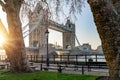 The Tower Bridge in London, UK, during sunrise time Royalty Free Stock Photo
