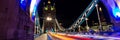 Tower Bridge in London, United Kingdom. Long exposure and night shot. Web banner in panoramic view Royalty Free Stock Photo