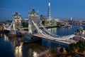 The Tower Bridge of London and skyline along the Thames river Royalty Free Stock Photo