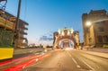 The Tower Bridge at night with city traffic lights, London Royalty Free Stock Photo