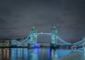 Tower Bridge at night in London, UK Royalty Free Stock Photo