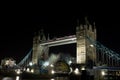 Tower Bridge opening at night, London, UK Royalty Free Stock Photo