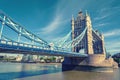 Tower Bridge over the River Thames, London, UK, England, vintage Royalty Free Stock Photo