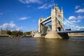 Tower Bridge raised to let a ship through