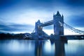 Tower Bridge and reflection in a river Royalty Free Stock Photo